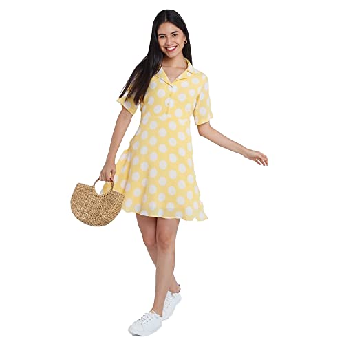 Image of Zink London Women's Yellow A-Line Short Dress