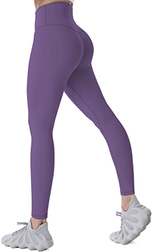 Sunzel Workout Leggings for Women, Squat Proof High Waisted Yoga Pants 4 Way Stretch, Buttery Soft, Purple, X-Large