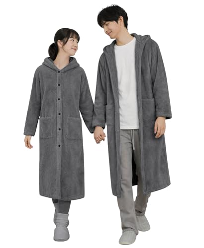 [Yoimira] 着る毛布 男女兼用 大きいサイズ 暖かい ふわふわ 着るブランケット フード付き ルームウェア メンズ 着る 毛布 レディース 部屋着 ボタン付 秋冬 洗える 乾きやすいの商品画像（Amazon）
