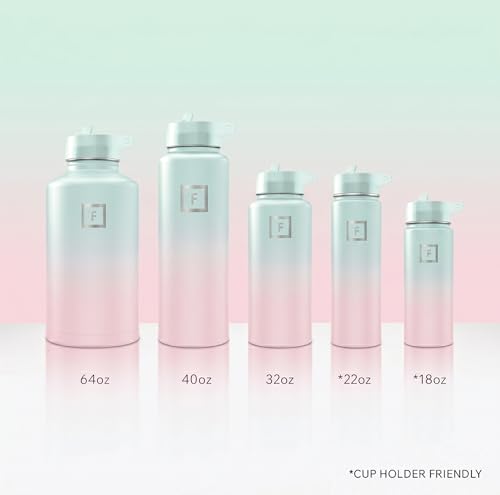 Image of IRON FLASK 64 oz Wide Mouth Water Bottle with Straw | Insulated Half Gallon Water Bottle with Leakproof Straw Lid - BPA Free, Cold 24 Hrs, Sweat Free (Bubble Gum)