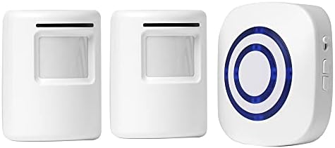 Wireless Home Security Driveway Alarm,Motion Sensor Alarm Outdoor Chime Kit with 1 Plug-in Receiver and 2 PIR Motion Sensor Detector Alert for Business Home Office Shop, LED Indicators