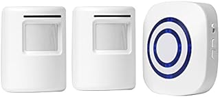 Wireless Home Security Driveway Alarm,Motion Sensor Alarm Outdoor Chime Kit with 1 Plug-in Receiver and 2 PIR Motion Sensor Detector Alert for Business Home Office Shop, LED Indicators