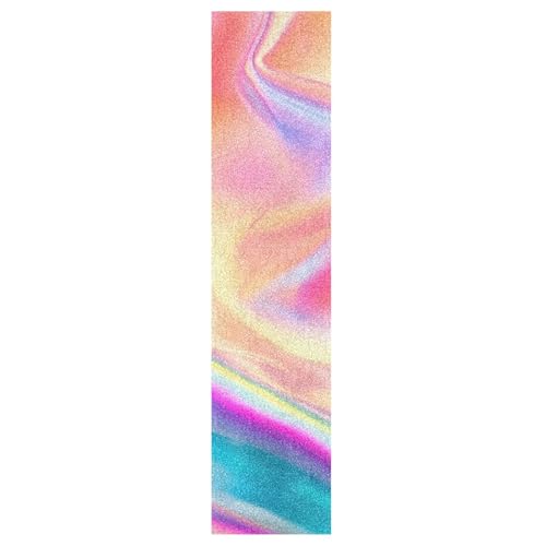 CEBUGI Rainbow Holographic Background Skateboard Grip Tape 33x9in Waterproof Tear-Proof Longboard Grip Tape Bubble Free Non-Slip Scooter Grip Tape for Girls Boys