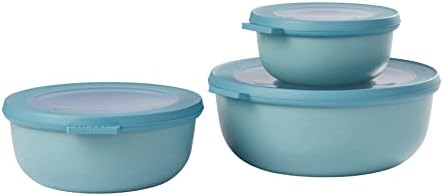 Mepal  Multi Bowl Cirqula 3-Piece Set  Food Storage Container with Lid - Suitable as Airtight Storage Box for Fridge & Freezer, Microwave Container & Servable Dish - 350, 750, 1250ml - Nordic Green