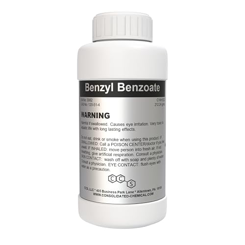 Benzyl Benzoate - USP Grade Perfect for Cosmetics Hair & Scalp Products - 250mL (8 Fl Oz)