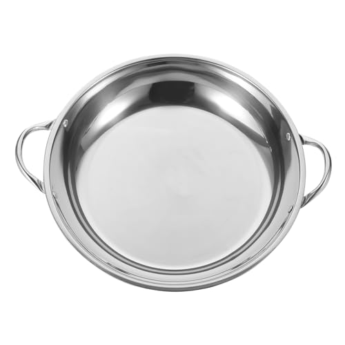 SUPVOX Stainless Steel Pot Anti-Overflow Two Handle Wok Cooking Pan for Camping Home Use