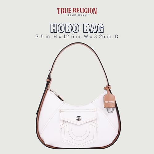 True Religion Hobo Bag, Women's Shoulder Handbag with Contrast Trim and Horseshoe Pocket Design, White2