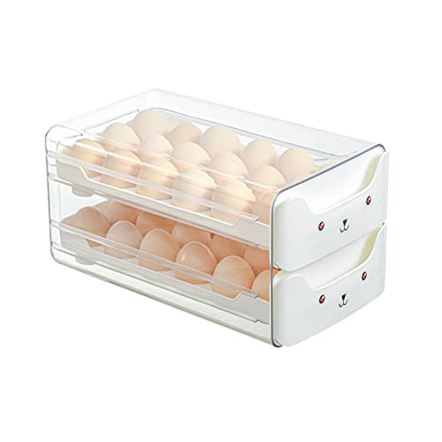 Tiroir à œufs transparent pour réfrigérateur Chrees double couche blanc