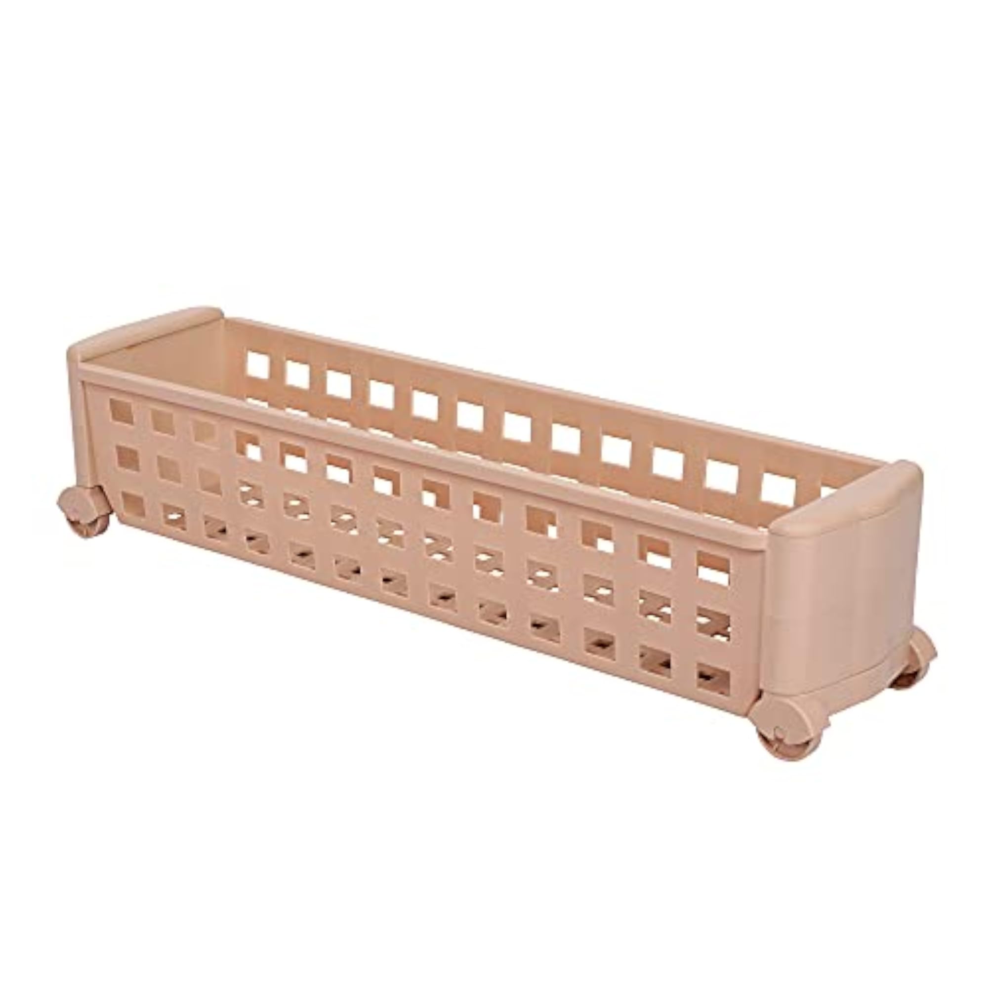 Slim Storage Rack with Wheels, 1 Layer - Beige