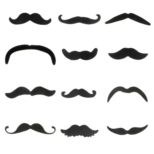 AOEVUIR 12 Pcs Fausses Moustaches Auto-adhésives Assorties pour déguisement x6 The Smarty The Rogue The Scoundrel The Casanova The Party Boy and The Bandit