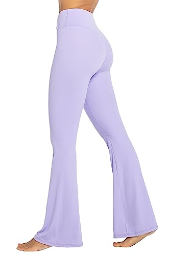 Sunzel Flare Leggings, Crossover Yoga Pants with Tummy Control, High Waisted and Wide Leg, No Front Seam Lilac X-Small 30' Inseam