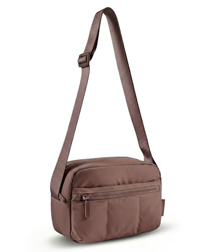 bagsmart Puffer Kameratasche Klein, Kamera Tasche DSLR SLR Fototasche Klein, Leicht und stilvoll Umhängetasche Spiegelreflex Systemkamera Objektive Zubehör(Kaffeebraun)