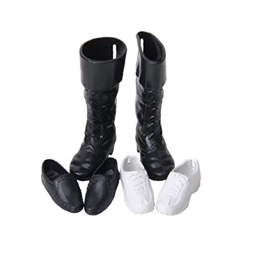 Canjerusof Puppenhaus Miniatur-Schuhe Nette Mini Doll Prince Schuhe Für Puppe Spielzeug-Zubehör Haus Dekorieren 3pairs - Schwarzweiß Cover
