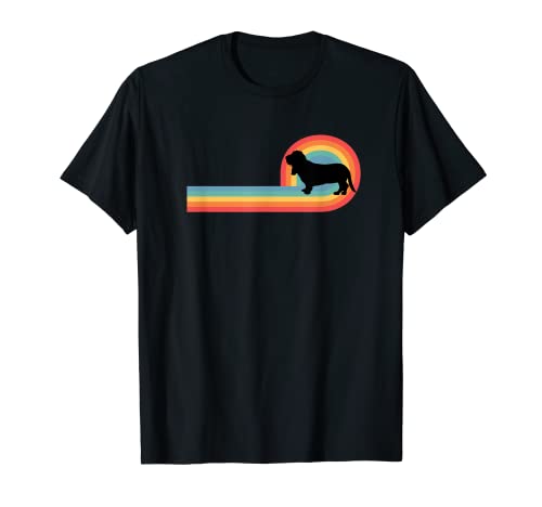 Bassett Hound - Perro retro de los años 70, diseño de arco iris Camiseta
