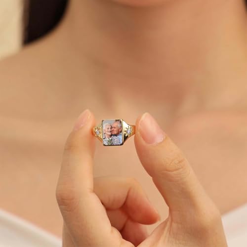 MOTICIUS Custom Ring Personalized Photo Ring Custom Birthstone Rings for Women Customized Promise Rings Memorial Gifts for Women4