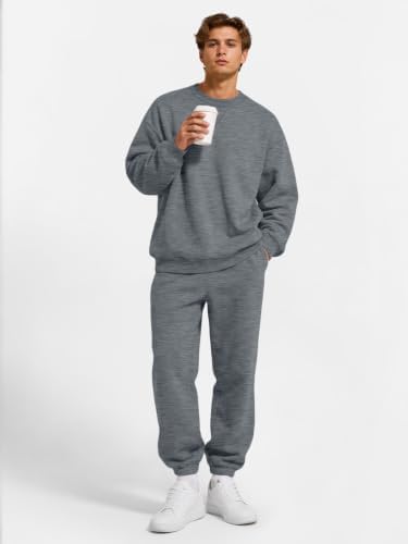 EFAN Men's Heavyweight Plush Fleece Sweatsuits BlackGrey XL - 1