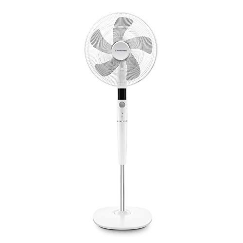 TROTEC Design-Standventilator TVE 26 S geräuscharmer Ventilator, 26 Gebläsestufen, Automatische 85°-Oszillation mit Abschaltfunktion, 35 Watt, stufenlos höhenverstellbar von 120 bis 137 cm