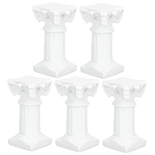 Alipis 5pcs Roman Column Decoration Office Desk Decorations Dining Table Decor Colored Paper Roman Pillar Statue Greek Decor Christmas Ornament Garden Candle Mini Resin White