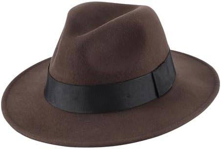 Home Prefer Wool Fedora Hat with Band Wide Brim Panama Hat for Men Women