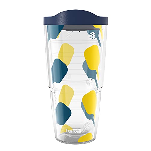 Tervis Pickleball - Paddle Pattern Made in USA Double Walled Insulated Tumbler Travel Cup Keeps Drinks Cold & Hot, 24oz, Classic