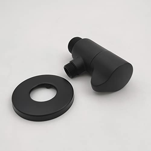 Gzila Angle Water Stop Valve Quarter Turn 1/2" Inlet X 3/8" Outlet, Matte Black Shut Off Angle Valve With Flange, Solid Brass #TOP2