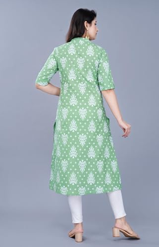 Image of Women Printed Collar Neck Half Sleeve Regular Fit Formal Kurti for Women's