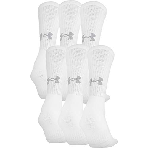 Under Armour Training Cotton Crew Sock - 6-Pack White, 10.0-13.02
