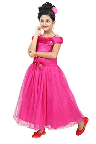 Image of Chandrika Kids Floral Applique Festive Gown Dress for Girls.