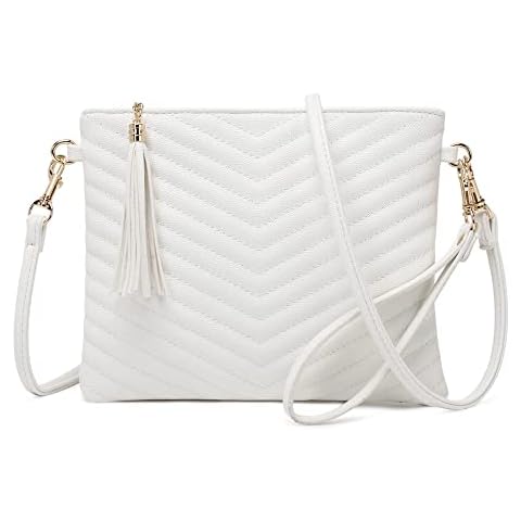 CYHTWSDJ Trendy Vegan Leather Shoulder Purses, Clutch Wallet with Wristlet Strap,Small tassel Crossbody Bags for Women (White) Cover