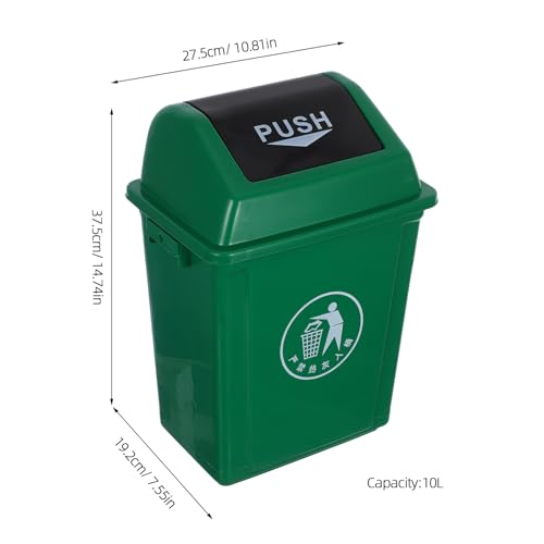 Caneca de basura verde de plástico 10 l con tapa abatible miniatura 2