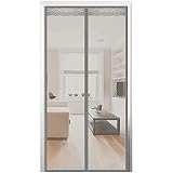 Moustiquaire magnétique 80 x 185 cm à fermeture automatique Rideau anti-moustiques qui empêche les mouches de respirer pour le balcon, le salon, la chambre à coucher et la cuisine, Gris