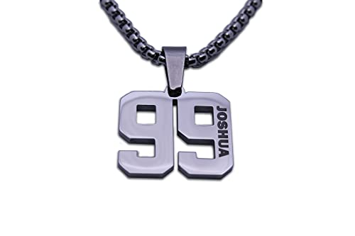 Flowx Jewelry Custom Engraved Number Necklace - Personalized Stainless Steel Sports Chains (99) #TOP23
