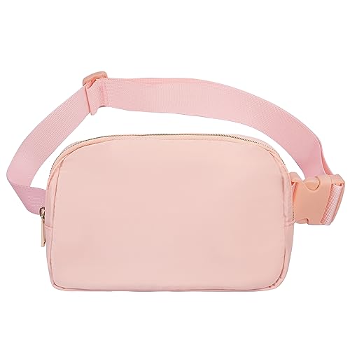 VOROLO Riñonera para correr para mujeres y hombres, riñonera cruzada con correa ajustable para deportes, Rosado, 1 riñonera