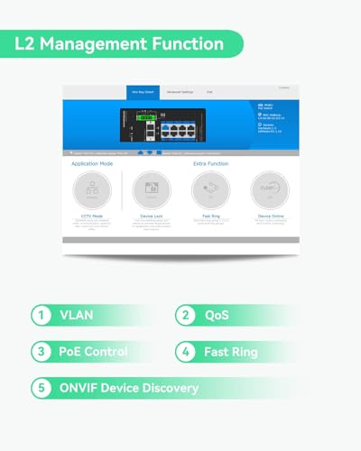 Image of LINOVISION Industrial 8 Ports Gigabit Managed PoE Switch with DC12~57V Input, L2 Management, RS485 Serial Port, DC 12 /24V Output, BT 90W Output
