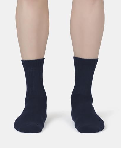 Image of Jockey 7035 Men's Compact Cotton Terry Crew Length Socks With StayFresh Treatment (Pack of 3) Navy, Grey Melange & Stellar FREE SIZE