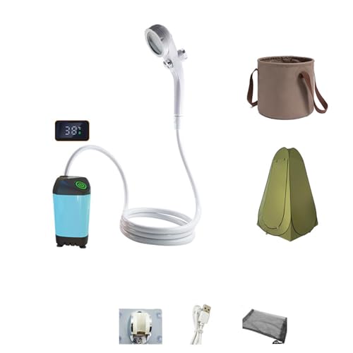 Oxxggkao Portable Shower for Camping Outdoor Electric Shower Rechargeable Pumps with Digital Display Camping Shower Head Nozzle