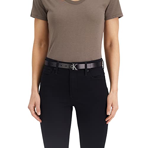 Calvin Klein womens Ck Monogram Plaque Buckle Skinny Belt Belt