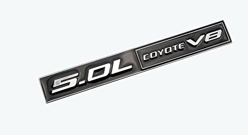 Image of 2pcs 5.0 Coyote V8 Emblem 3D Trim Fender Hook Trunk Badge Decal Sticker Nameplate Replacement for 150 Mustang (Chrome Black)
