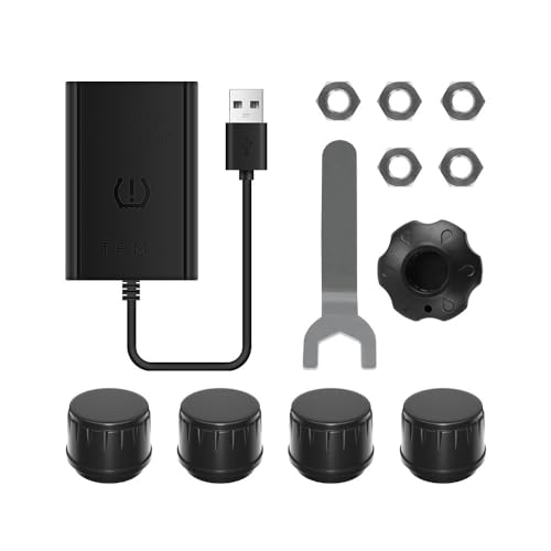 DUDUAUTO USB Android Tire Pressure Monitoring TPMS Receiver Car Vehicle USB Tire Pressure Monitoring DC 5V External Sensors Monitor Alarm Android Car Navigation Display with 4 External Sensors