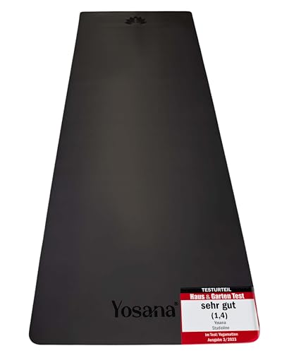 Yosana Yogamatte aus Naturkautschuk | extrem rutschfest | ULTRA GRIP Oberfläche aus ECO PU | extra breit 68cm | inklusive Tragegurt | Yoga matte 183x68cm | 4mm dünn
