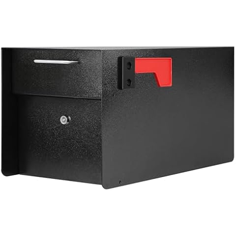 Ganiude Post Mount Mailbox with Key Lock, Large Capacity Mailboxes for Outside, Anti-Theft Locking Weatherproof Modern Black Mail Box - Durable & Secure Design for Outdoor Use, 21"D X 11.2"H X 10.8"W Cover