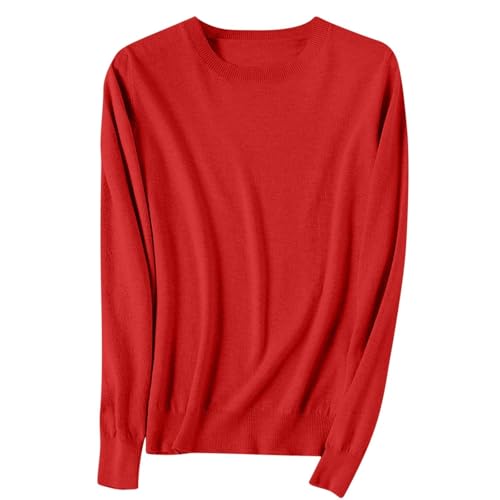 OIOLOYJM Fall Cashmere Sweaters for Women 2025 Crewneck Long Sleeve Tops Knitted Pullovers Lightweight Merino Wool Sweater
