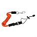 Elastic Coiled Paddle Leash for and Canoe, Abrasion-Resistant Safety Tether for Fishing Rod and Boat Gear, with Copper Buckle, 61 Inch Stretched Length (Red/Yellow/Dark(Orange)