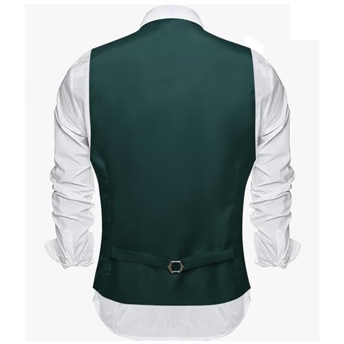 Image of Barry.Wang Vest for Men Business /Leisure Dress Suit Vests V-neck 2 Pockets Wedding Party Tuxedo Satin Waistcoat