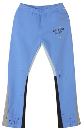 Gallery Dept., Pre-Loved Men's Flared Paint Splatter Sweatpants, XL, Light Blue