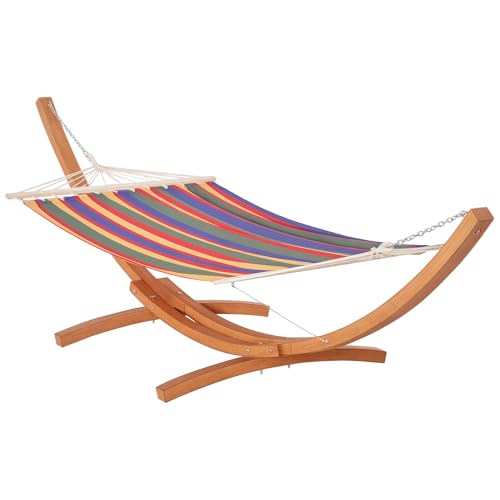 Outsunny outdoor hammock with stand, extra large heavy duty wooden...