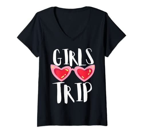 Womens Girls Trip 2023 Cute Reunion Best Friend Vacation Holiday V-Neck T-Shirt