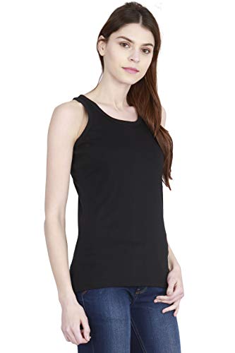 Image of FLEXIMAA Women's Cotton Plain Round Neck Sleeveless T-Shirt