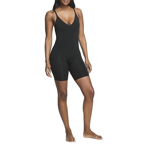 SPANX ASSETS Cami Mid-Thigh Bodysuit - Seamless Lightweight Sculpting - Womens Body Shaper for Tummy Control - Very Black - Large