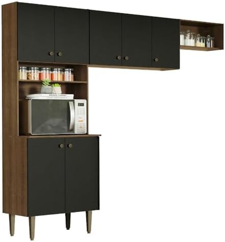 Madesa Armário de Cozinha Compacta Quiosque 235cm Rustic/Preto Go...